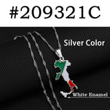 Anniyo Italy Map Flag Pendant Necklaces Silver Color/Gold Color Italian Maps Jewelry @209321