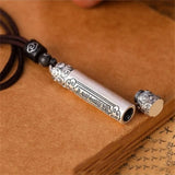 Ethnic Style Magic Wand Pendant For Men Jewelry Retro Auspicious Clouds Scripture Tube Necklace Male Choker Accessories