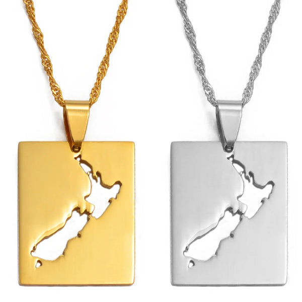 Anniyoc New Zealand Map Pendant Necklaces Gold Color/Silver Color NZ Maps Jewelry #021121