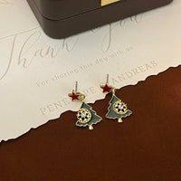Fashion New Shiny Snowflake Christmas Tree Earring Rhinestone Simple Stud Earrings Women's Wedding Jewelry Earrings