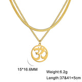 Lucktune OM Yoga Chakra Pendant Necklace Stainless Steel Buddhism Hindu Amulet Choker Chain Necklace for Women Men Retro Jewelry