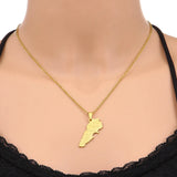 2024 New fashion stainless steel Lebanon map necklace for women and men couples ethnic style accessory collarbone chain annivers