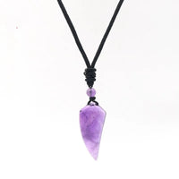 New Natural Stone Wolf Tooth Pendant Necklace for Man Amulet Amethyst Tiger eye White Crystal Pendants Halloween Jewelry Women