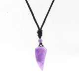 New Natural Stone Wolf Tooth Pendant Necklace for Man Amulet Amethyst Tiger eye White Crystal Pendants Halloween Jewelry Women