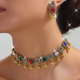 1 Set Jewelry for Women Synthetic Rhinestone Choker Necklace Earrings Set Party Style Ideal for Daily Wear Holiday Gift