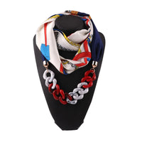 Ahmed Autumn and Winter Fashion Rhinestone Leopard Head Pendant Leopard Scarf Necklace For Women New Neckerchief Scarves Jewelry