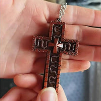 Vintage Cross Pendant Necklace with Secret Compartment Cross Necklace 3D Printed Charm Jewelry Necklace for Women Men
