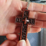 Vintage Cross Pendant Necklace with Secret Compartment Cross Necklace 3D Printed Charm Jewelry Necklace for Women Men