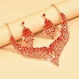 3PC Women's Fashion Star Leaf Dot Necklace Earrings Jewelry Set Wedding Banquet Party Holiday Gift 8884