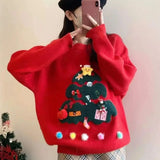 Round Neck Christmas Sweater for Women 2025 New Winter Lazy Heavy Industry Knitted Sweater