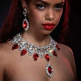 Hot selling multi-color large crystal pendant necklace, European and American fashion super sparkling rhinestone necklace
