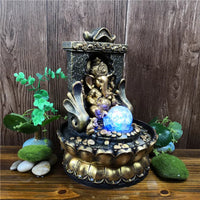 Lucky Ganesha Statue Elephant Thai God of Success Resin Crafts India Idol Desktop Water Fountain For Wedding Perfect Gifts