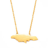 Anniyo Jamaica Map Pendant Necklaces Jewelry Gold Plated Stainless Steel for Women Girls @320721
