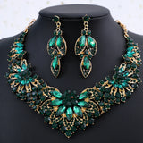 Fashion Crystal Rhinestine Necklace Earring Sets Wedding Hair Accessories For Women Bride