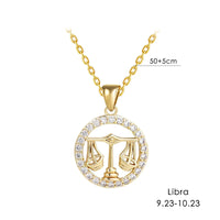 12 Zodiac Signs Necklace Copper Gold Plated Zodiac Signs Pendant Chain Ladies Necklace Birthday Jewelry Ladies Jewelry