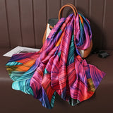 Soft Large Size Silk Scarf Women's Fashionable Lightweight Luxury Spring Autumn Popular New Style Simulation Silk Shawl