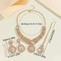 4PCS Women's Metal Jewelry Set Bollywood Jewelry Set Necklace Earrings Set Wedding Party Jewelry