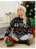 Fairyshely 2025 Winter Christmas Loose Knitted Sweater Women Casual Print Pullover Autumn Lady Casual O Neck Long Sleeve Jumper