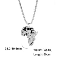 LIKGREAT Punk Africa Map With Flag Pendant Necklaces Stainless Steel Africa Countries Flags Necklace Chain for Women Men Jewelry