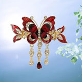 Fashion Elegant Zircon Butterfly Tassel Hairpin Accessories For Women Retro Ethnic Style Small Crab Clip Headwear Jewelry Gift