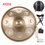 432Hz/440Hz Gold Handpan Drum with Steel Tongue for Yoga,Meditation Instrument,Beginner,Tambor Gift, 22 inch,9, 10,12,14,17notes