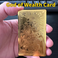 Elegant Golden Foil God of Wealth Card - Luxurious Amulet for Prosperity & Good Fortune, Ideal New Year Gift for Friends &Family