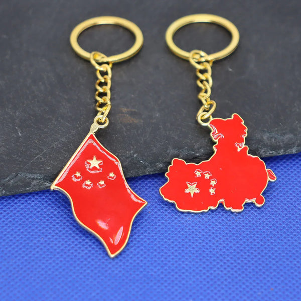 2024 New fashion China flag map keychain pendant men's and women's bags car key chain accessory anniversary small gift