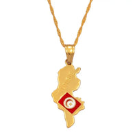 Anniyo Tunisie Map Pendant Necklace Tunisienne Jewelry Tunisia Maps #006810