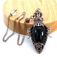 Water Drop Crystal Pendulum for Dowsing Spiritual Divination Natural Amethyst Rose Quartz Onyx Antique Pendulums Pendant Pendulo