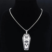 New fashionable punk DIG ME OUT coffin eye torn stainless steel pendant necklace accessory pendant sweater chain accessory