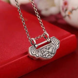 Exquisite 925 Silver Necklace Longevity Lock Ruyi Lotus Flower Pendant Clavicle Chain Vintage Charming National Style Jewellry