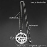 Rhinestones Jewish Hebrew Letter Chai Stainless Steel Necklaces for Women Men Gold Color Jewish Prayer Hebrew Verse Jewelry