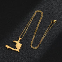 2024 New fashion stainless steel Haiti map pendant necklace temperament all-match titanium steel couple necklace gift for men an