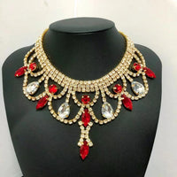 Hot selling luxury rhinestone necklace, European and American fashionable colored crystal necklace, very suitable for parties