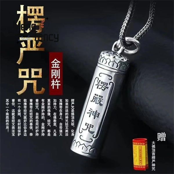 Vintage Ethnic Style Sterling Silver Simple Fashion Shurangama Mantra Buddha's Hand Wu Box Pendant Mascot Exquisite Holiday Gift