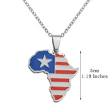 3CM Hip-Hop Africa Map Pendant Necklaces Stainless Steel Jewelry Kenya Mali Senegal Somalia Ghana Sierra Leone Liberia #350221
