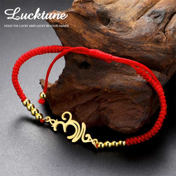 Lucktune OM Symbol Bracelets for Women Men Stainless Steel Women Hand Bracelet Unalome Lotus Buddhism Jewelry Friend Lucky Gift