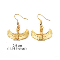 Anniyo Fab Egyptian Goddess Earrings Gold Plated Wing Earrings Ankh Bib Wicca Pagan Jewelry African Egypt Religion #098706E