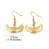 Anniyo Fab Egyptian Goddess Earrings Gold Plated Wing Earrings Ankh Bib Wicca Pagan Jewelry African Egypt Religion #098706E