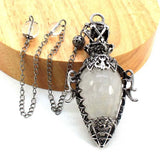 Water Drop Crystal Pendulum for Dowsing Spiritual Divination Natural Amethyst Rose Quartz Onyx Antique Pendulums Pendant Pendulo
