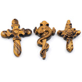 Natural Stone Tiger Eye Carving Pendant Charms For Jewelry Making Accessories DIY Cross Necklace Jewelry Pendants Findings Gift