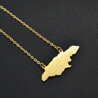 Anniyo Jamaica Map Pendant Necklaces Jewelry Gold Plated Stainless Steel for Women Girls @320721