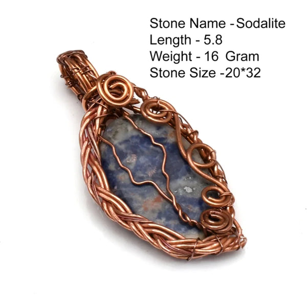 Copper Wire Wrap Pendant Genuine Labradorite Turquoise Agate Pyrite Cheroite Rose Quartz Jasper