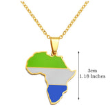 3CM Hip-Hop Africa Map Pendant Necklaces Stainless Steel Jewelry Kenya Mali Senegal Somalia Ghana Sierra Leone Liberia #350221