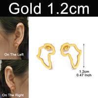 Anniyo Mini Africa Map Stud Earrings Silver Color/Black/Gold African Earrings Small Ornaments Traditional Ethnic  @148121