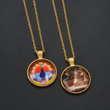 Anniyo Yezidi Lalish Glass Pendant Necklaces Holiest Temple of the Yazidis for Women Men Girls #D0047