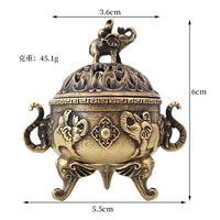 Mini Elephant Three Leg Incense Burner Sandalwood Metal Home Office Decor Therapeutic Incense Holder for Relaxation
