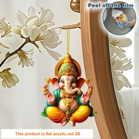 Ganesha Versatile Pendant Keychain,Eastern Elements 2D Flat Acrylic Ornament,Hanging Decoration for Car,Bags,Festive,Party,Gift
