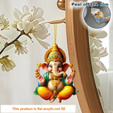 Ganesha Versatile Pendant Keychain,Eastern Elements 2D Flat Acrylic Ornament,Hanging Decoration for Car,Bags,Festive,Party,Gift