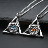 Gothic Vintage Evil Eye Pendant For Men Stainless Steel Punk Hip Hop Fashion Triangle Necklace Unique Amulet Jewelry Wholesale